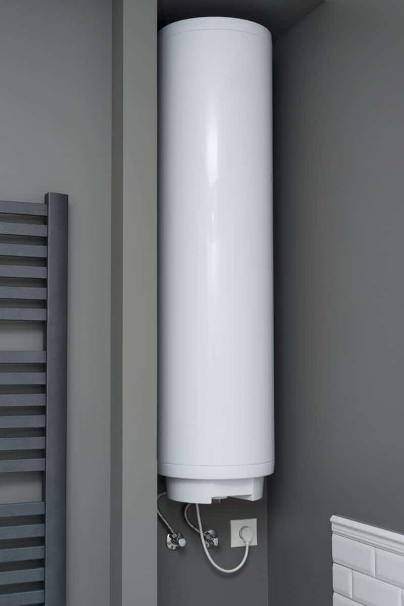 electric water heater boiler in the bathroom interior. interior details close up.